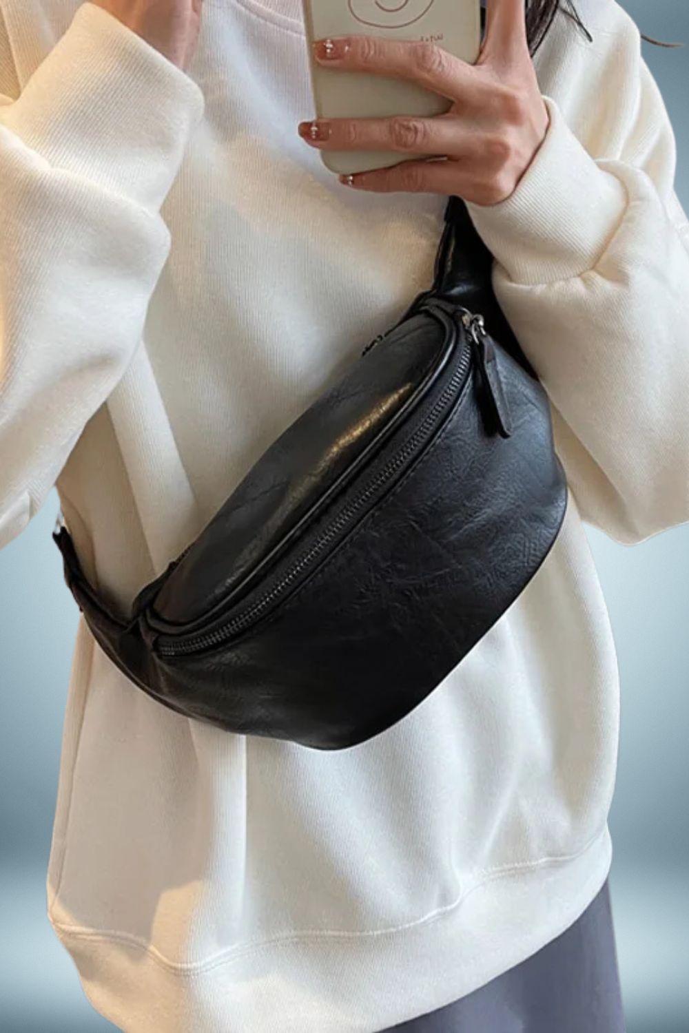 Sac Banane Cuir Noir Femme