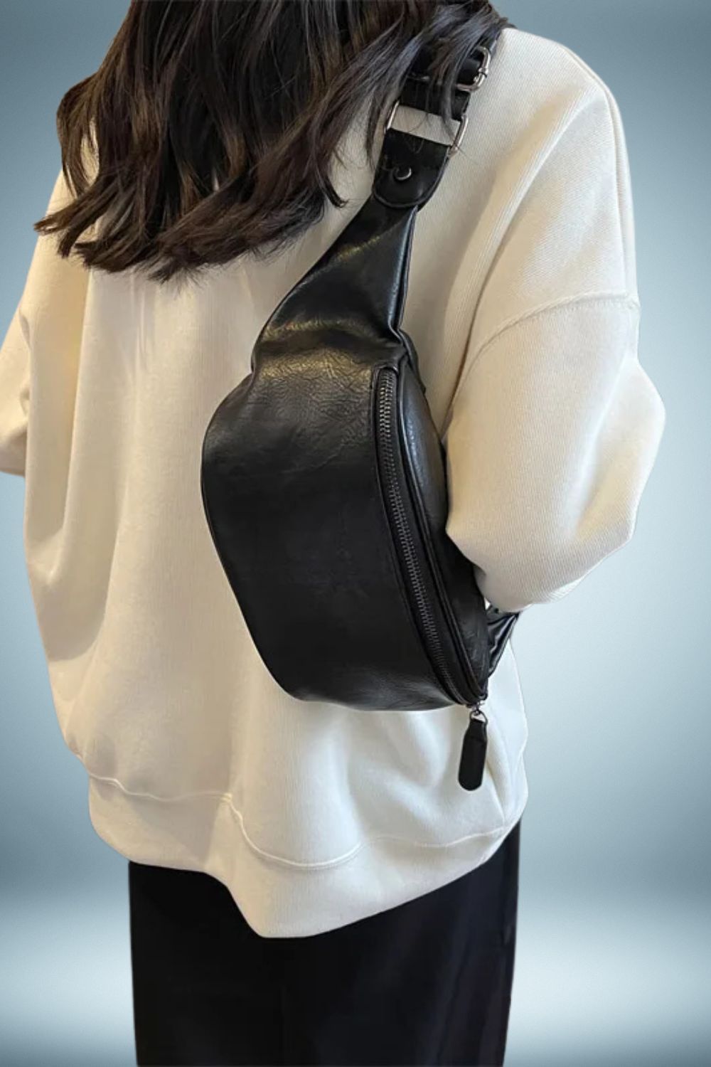 Sac Banane Cuir Noir Femme