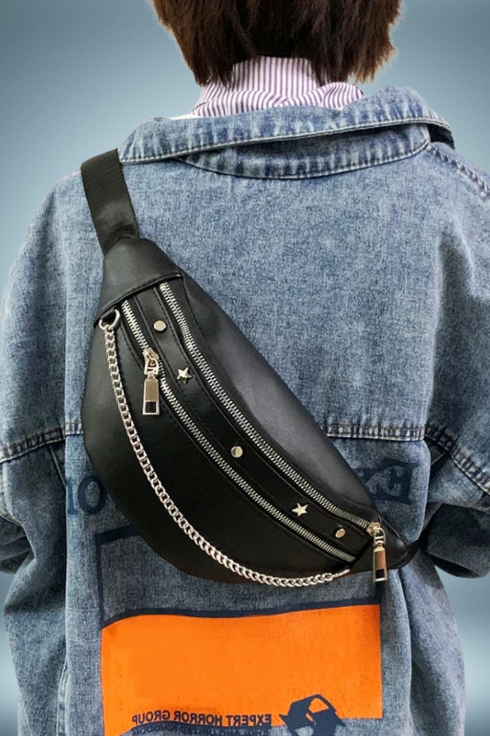 Sac Banane Bandouliere Cuir Noir Femme 2