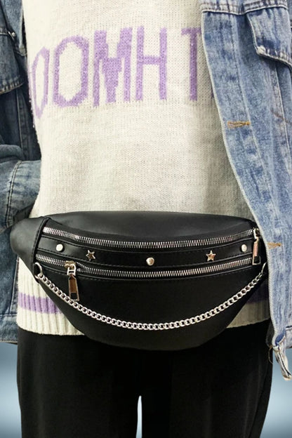 Sac Banane Bandouliere Cuir Noir Femme 3