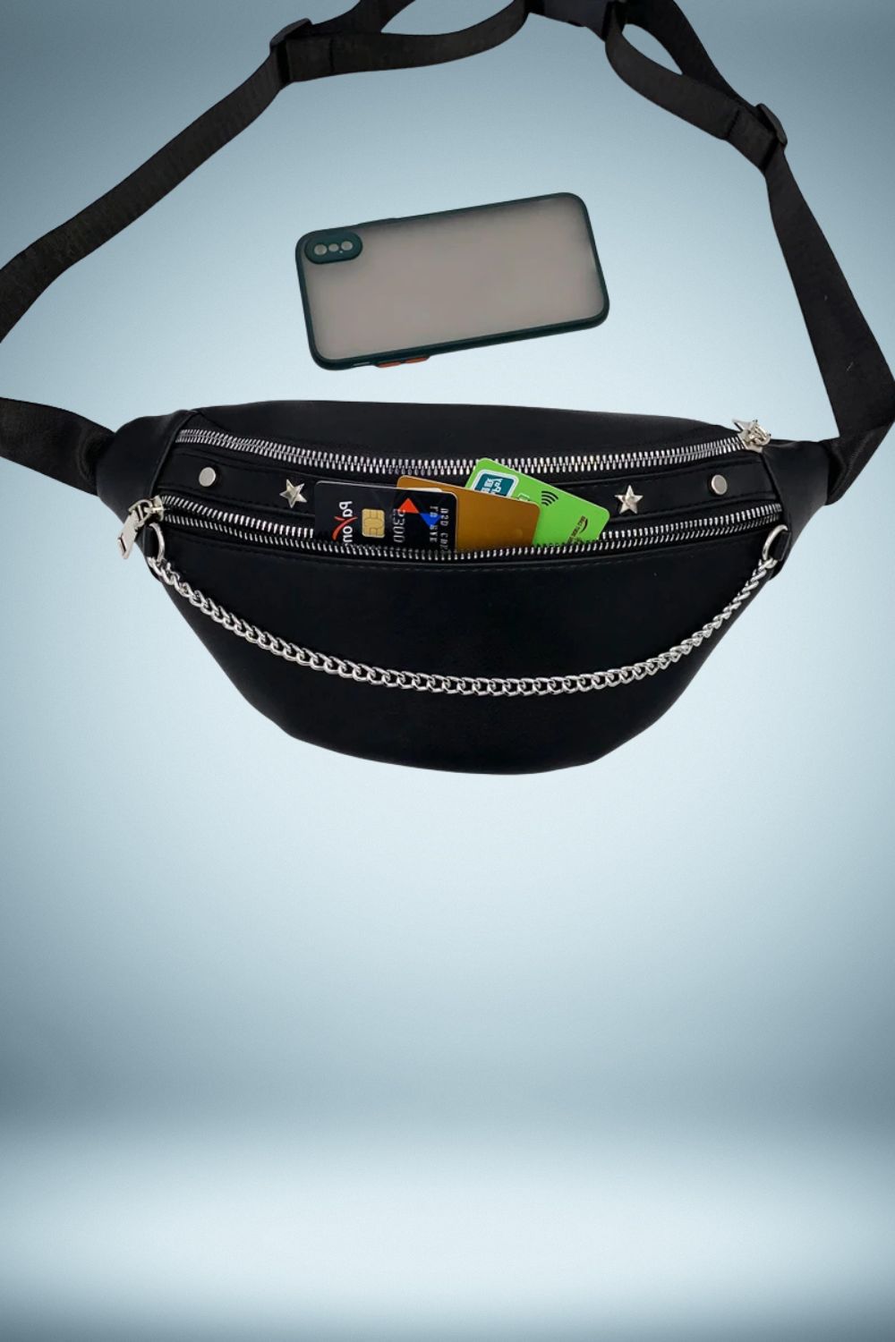 Sac Banane Bandouliere Cuir Noir Femme 4