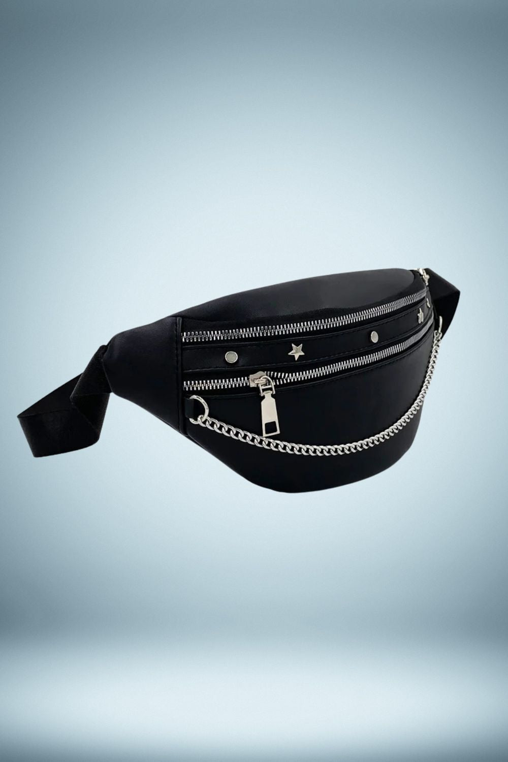 Sac Banane Bandouliere Cuir Noir Femme 5