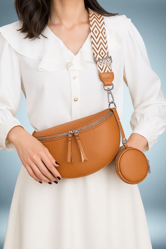 Sac Banane Cuir Marron Femme 1