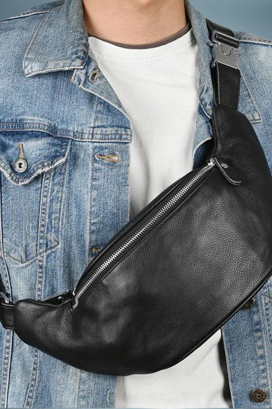 Sac Banane Cuir Noir Homme 1