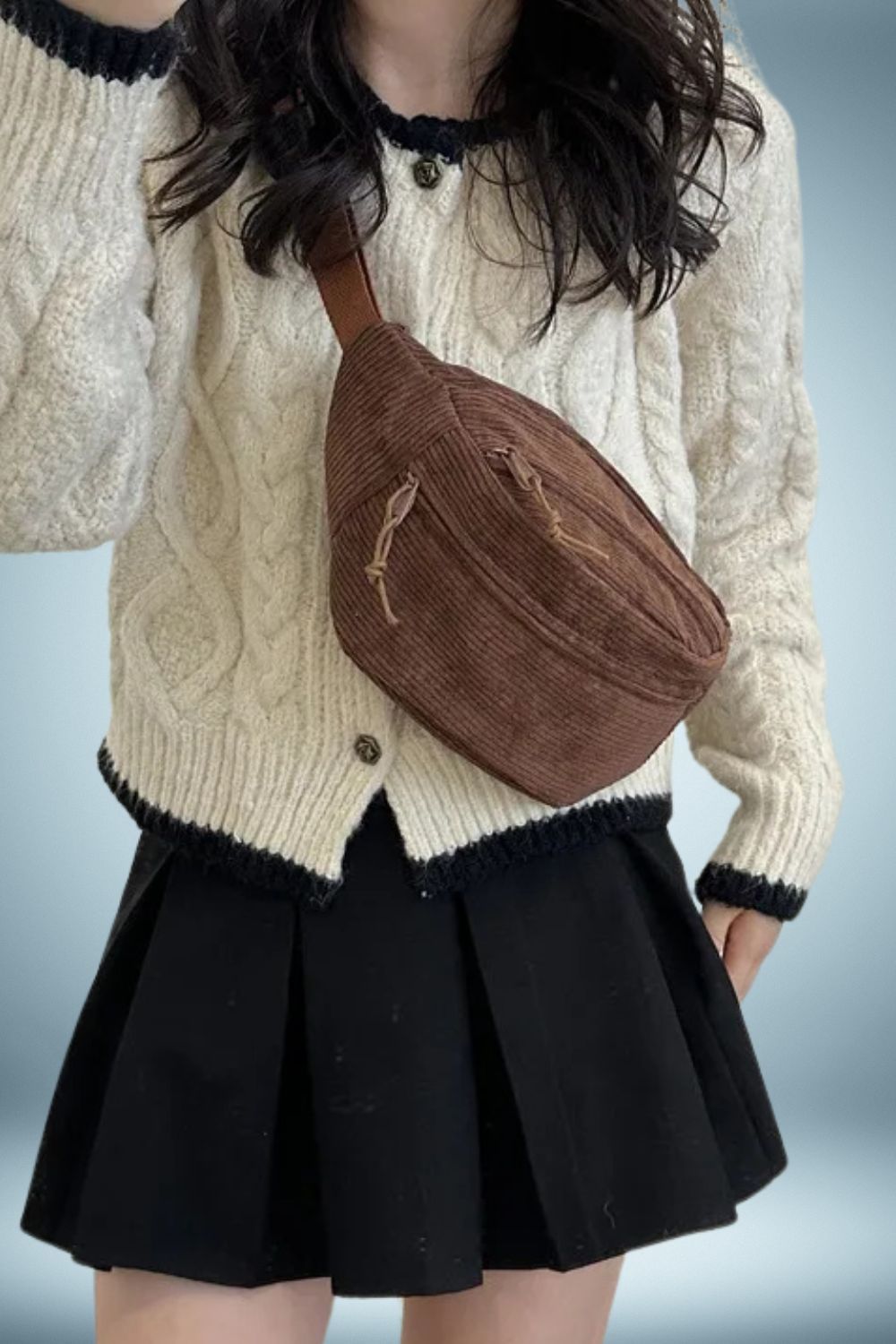 Sac Banane Femme Velours Cotele 3