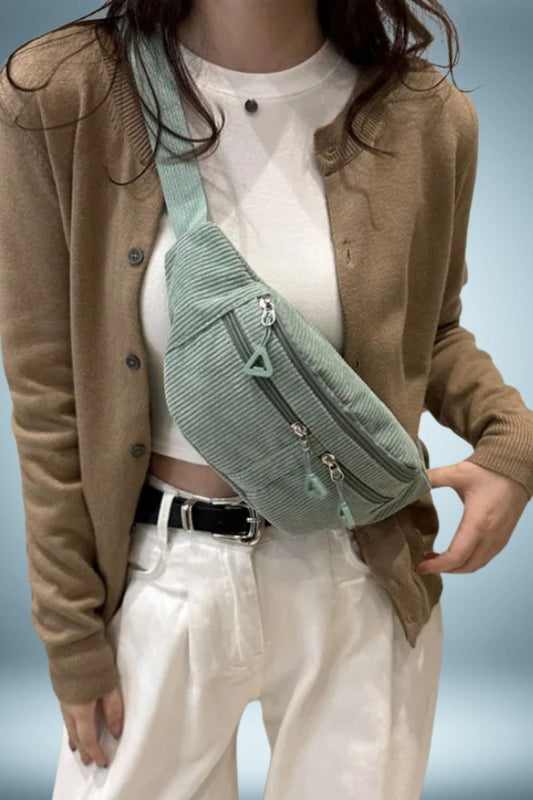 Sac Banane Femme Velours Vert 1