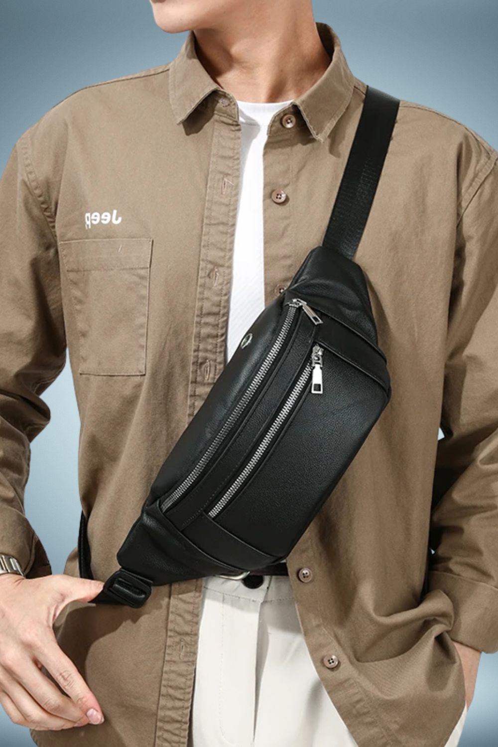 Sac Banane Homme Cuir Noir 1