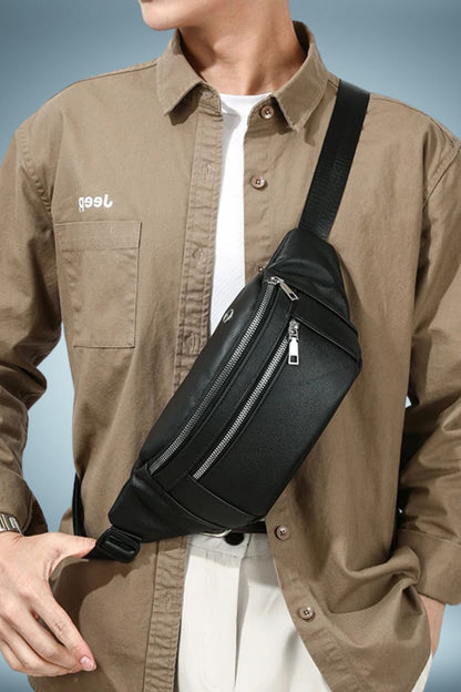 Sac Banane Homme Cuir Noir 1