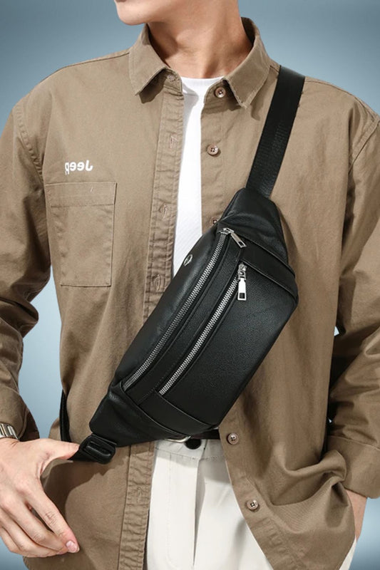 Sac Banane Homme Cuir Noir 1