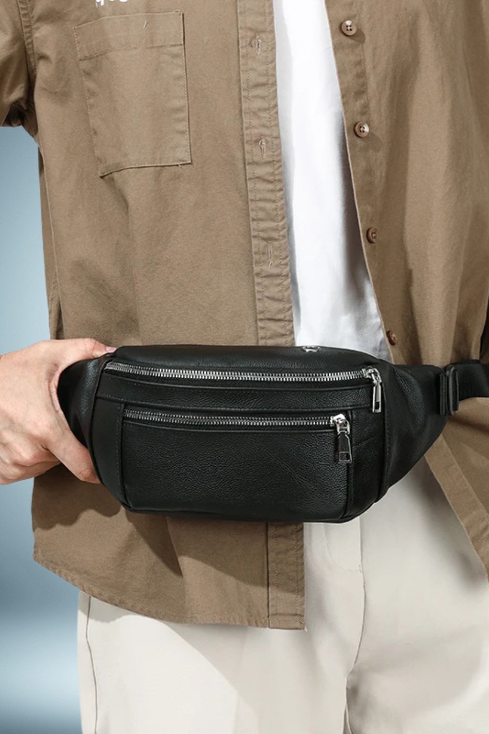 Sac Banane Homme Cuir Noir 3