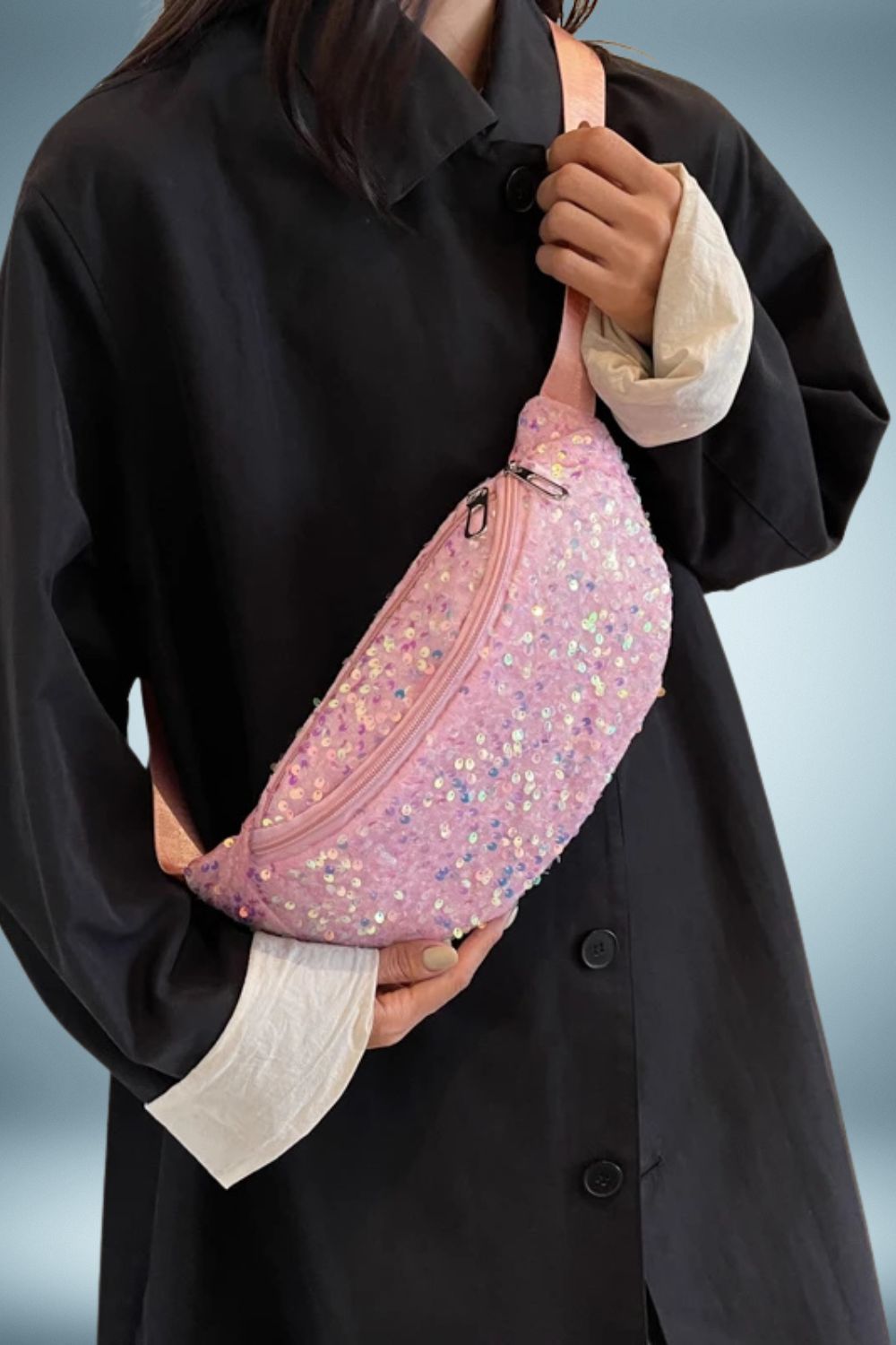 Sac Banane Rose Paillette 1