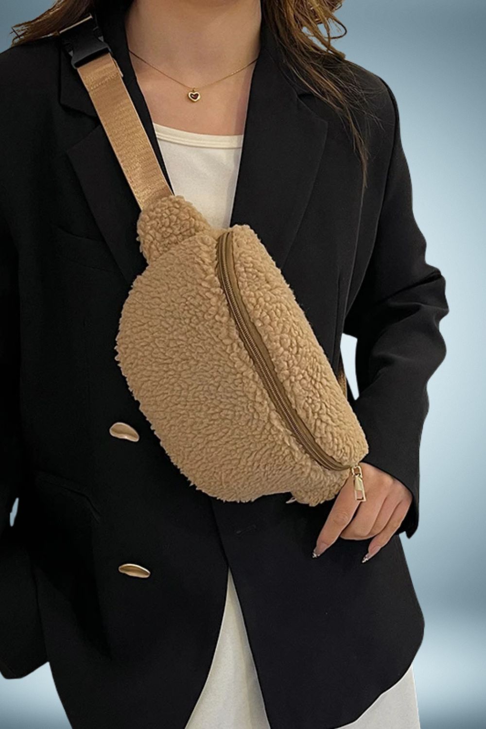 Sac Banane Fourrure Beige 1