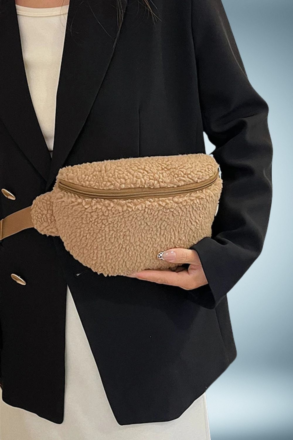 Sac Banane Fourrure Beige 4