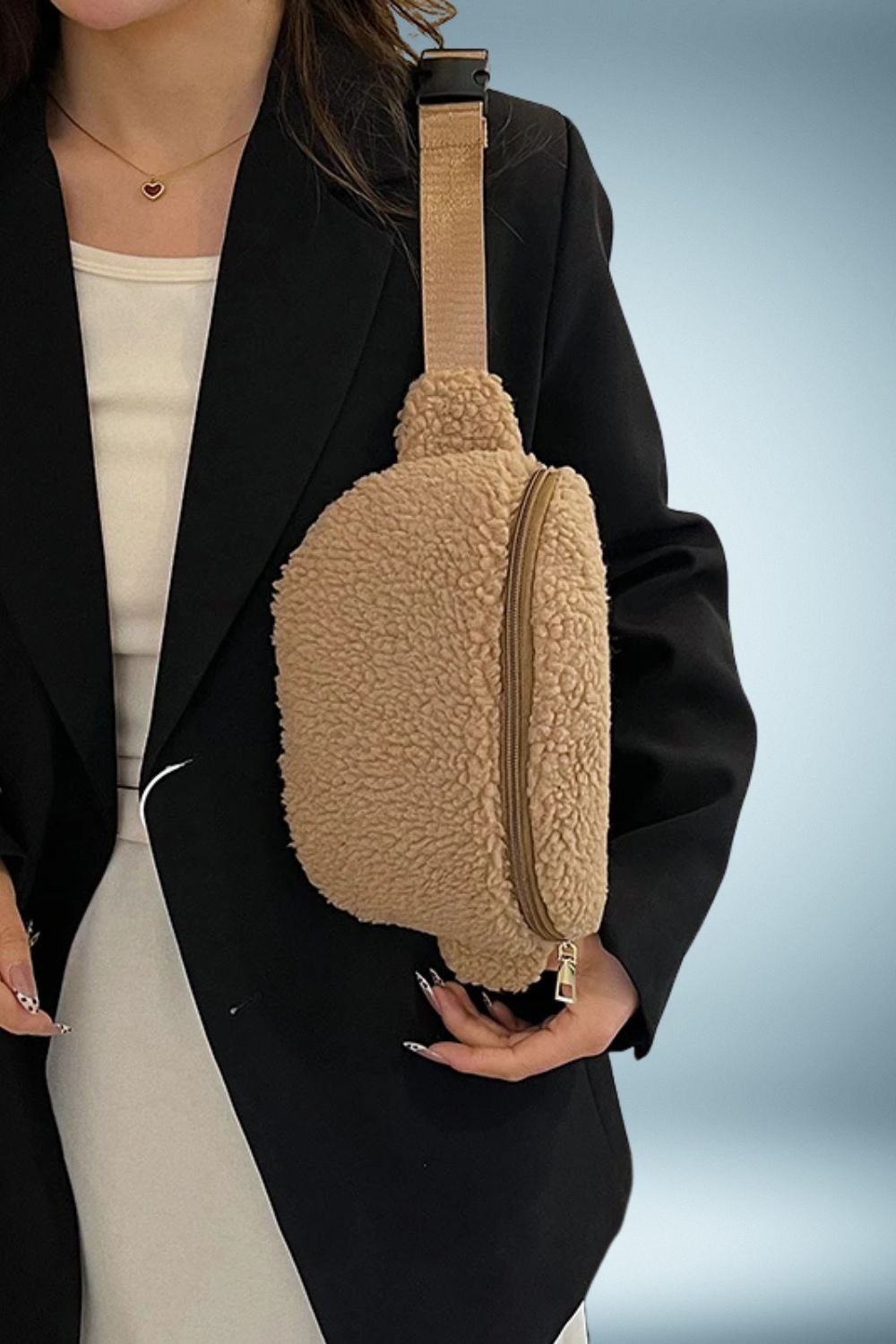 Sac Banane Fourrure Beige 7