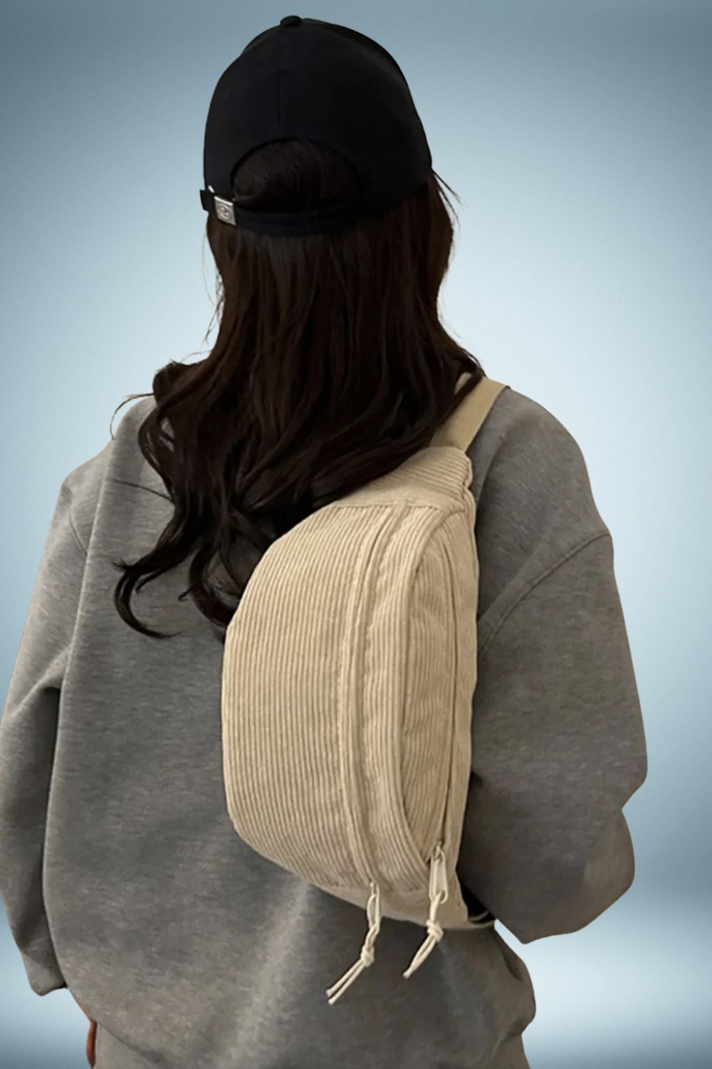 Sac Banane Velours Beige