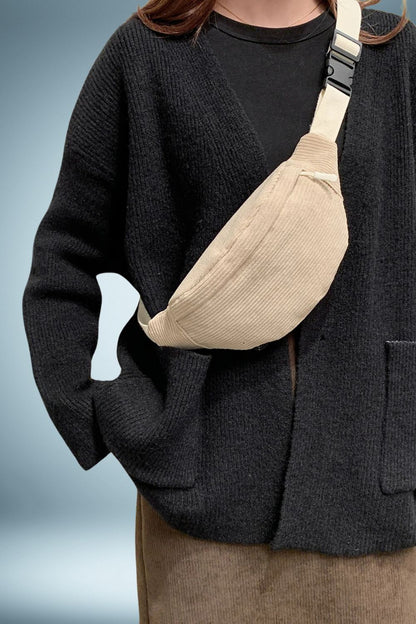 Sac Banane Velours Côtelé Beige