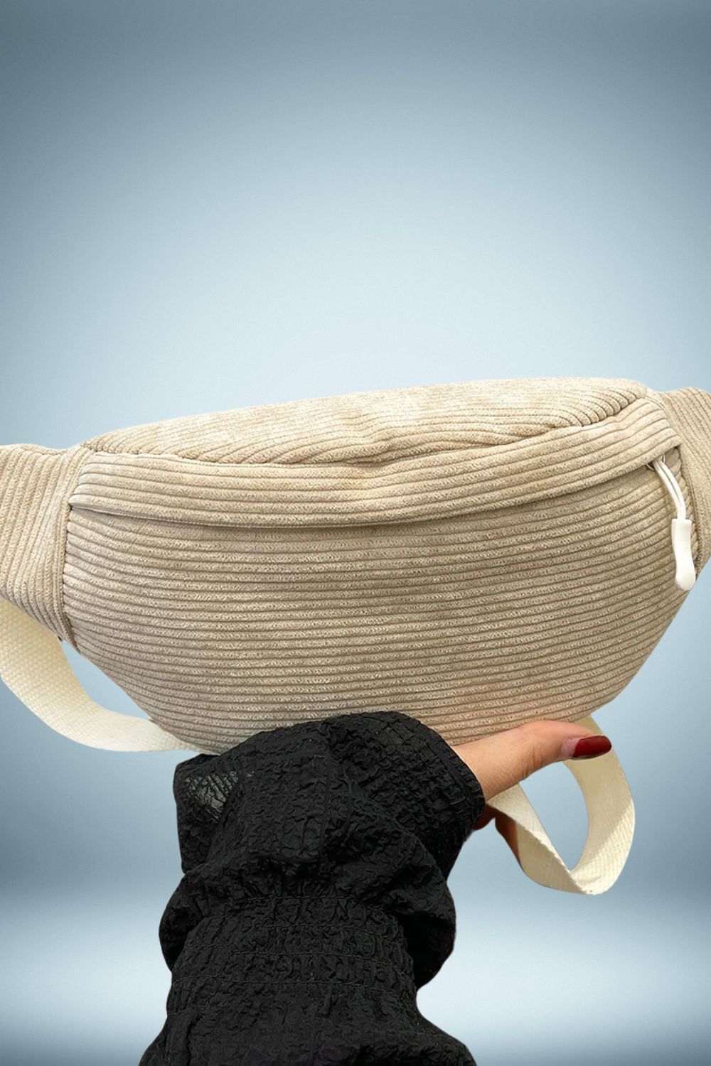 Sac Banane Velours Côtelé Beige