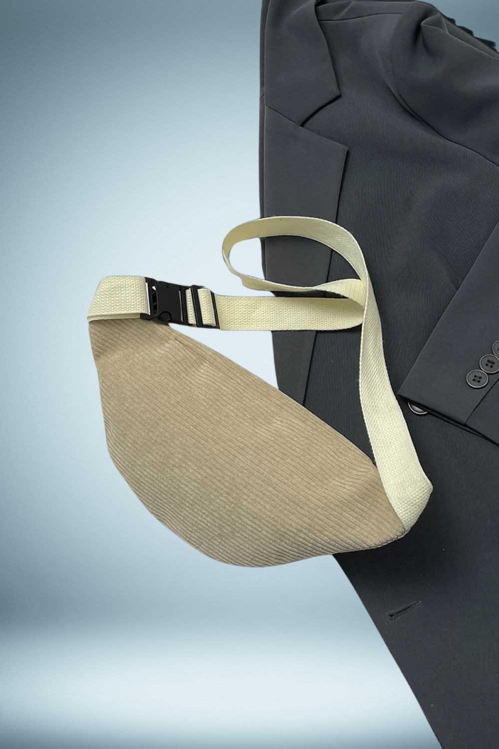 Sac Banane Velours Côtelé Beige
