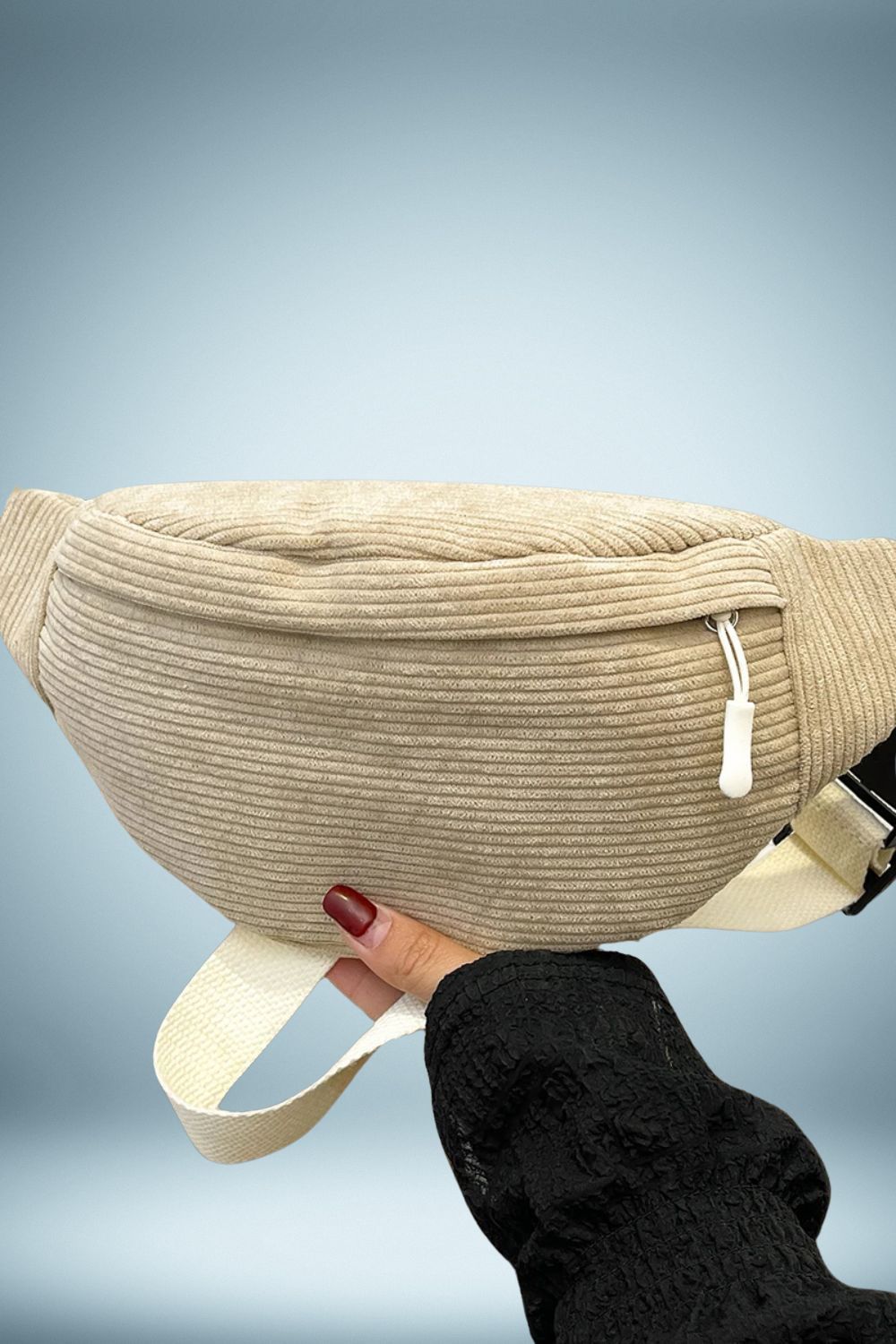 Sac Banane Velours Côtelé Beige
