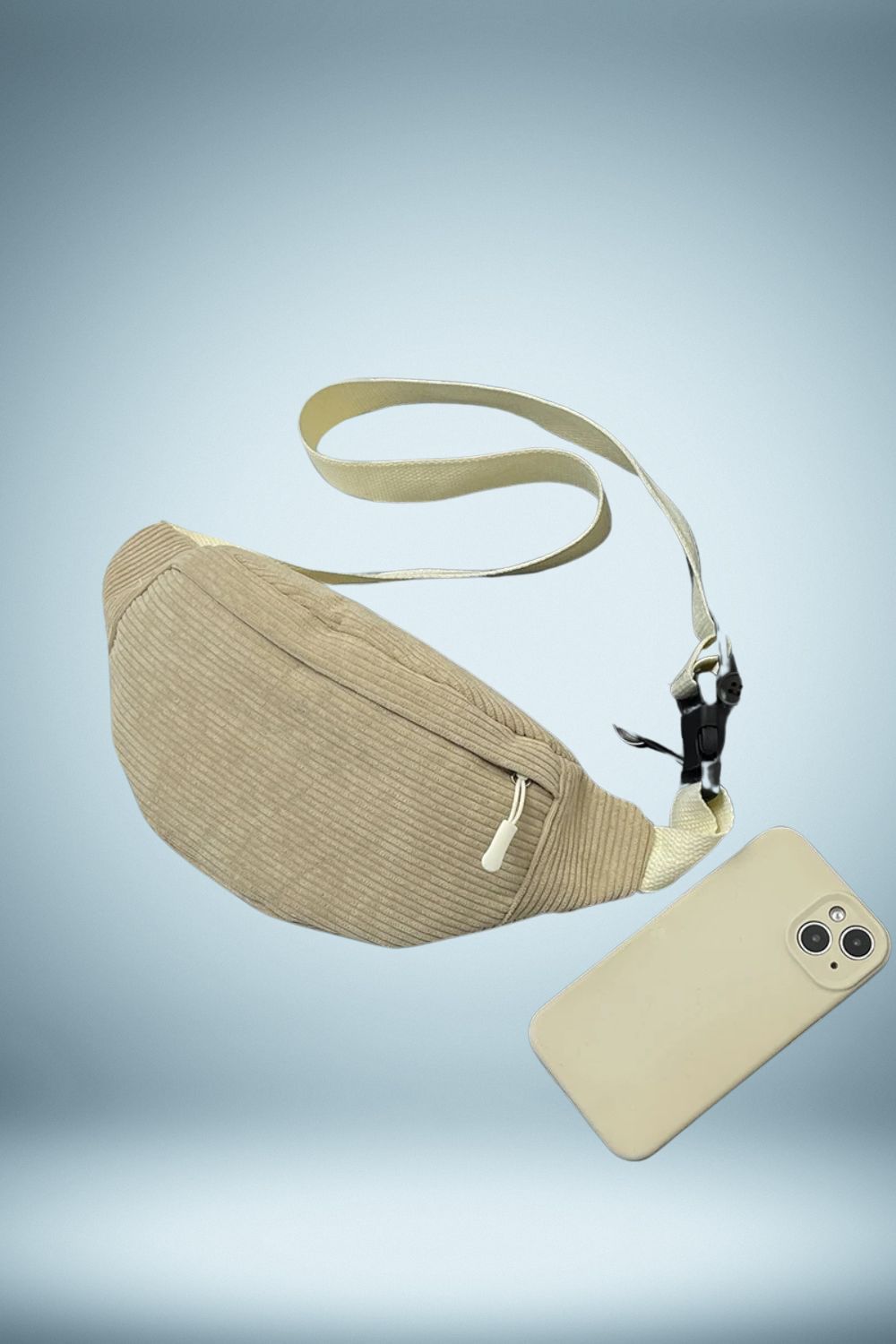 Sac Banane Velours Côtelé Beige